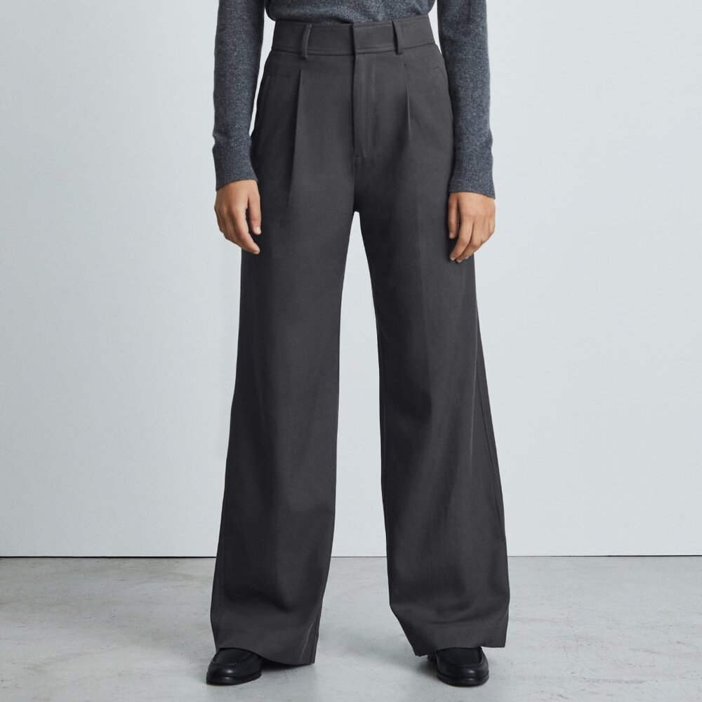 NWT Everlane The Draper Pleated Pant in Buttersmooth Slate Grey - Size 2